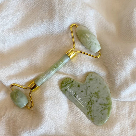 Rodillo facial de jade + Gua-sha de Jade