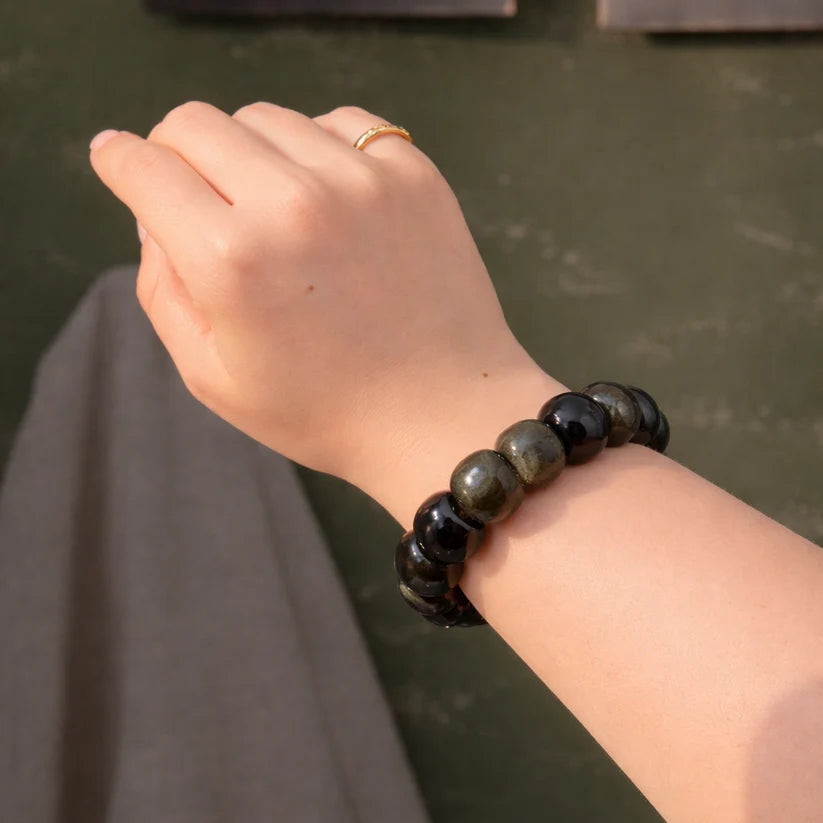 Pulsera de Obsidiana Dorada de cubo - Introspección
