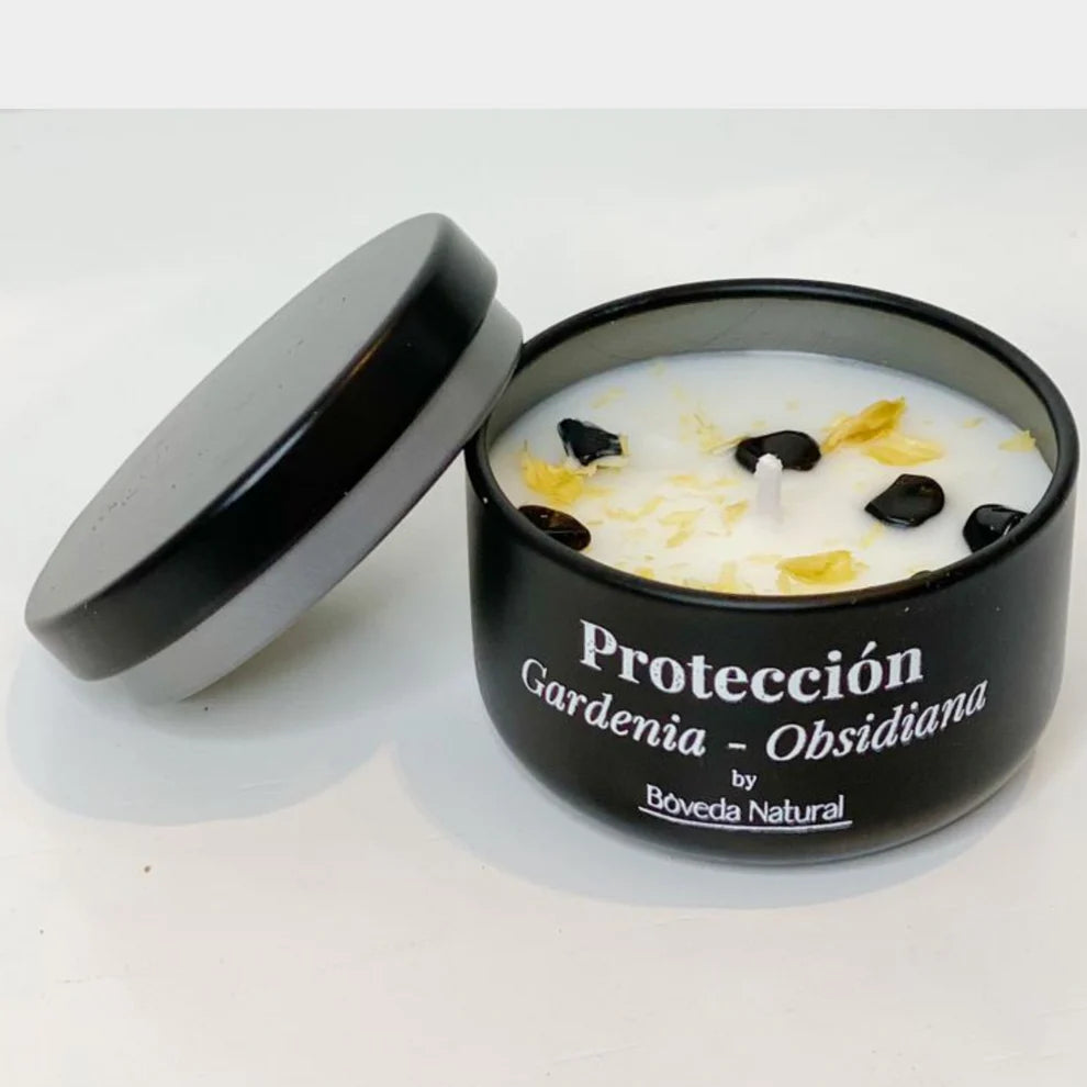 Vela Protección - Obsidiana y Gardenia