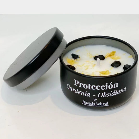 Vela Protección - Obsidiana y Gardenia